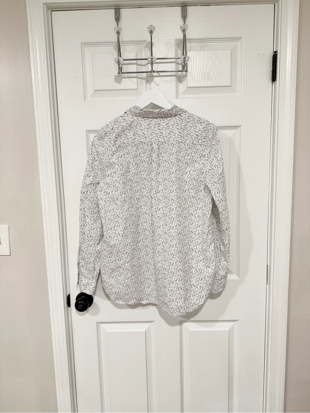 Garnet Hill White Speckle Pima Cotton Quiet Luxury Button Front Size 12 Shirt - Picture 7 of 9
